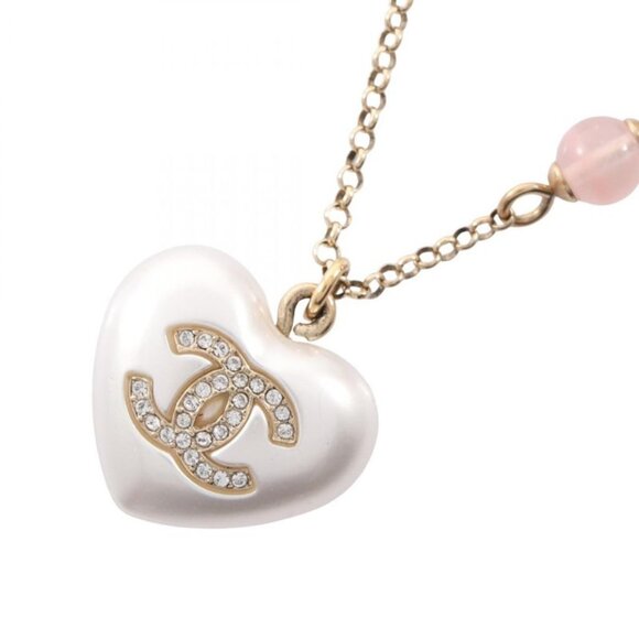 Chanel Jewelry - Chanel Necklace CC Logo Gold Pink White